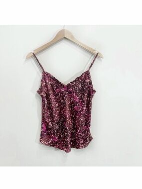 Aritzia Wilfred Lace Trim Satin V-Neck Camisole Pink Leopard Animal Size XS